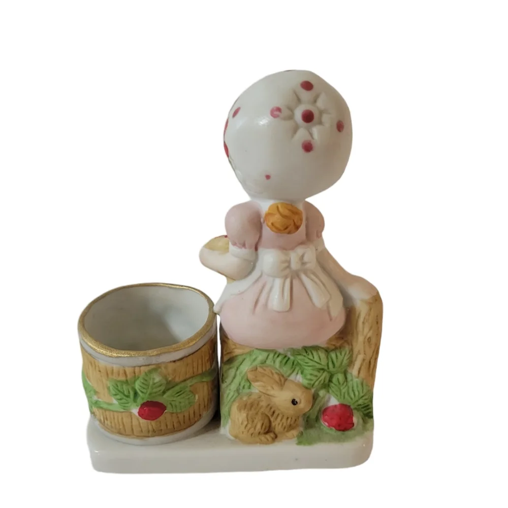 Vintage Jasco Strawberry Patch Girl Votive Holder